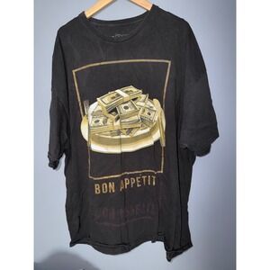 2 Monkeys Bon Appetit Money Graphic T-Shirt Black 4XL Streetwear Cash Tee